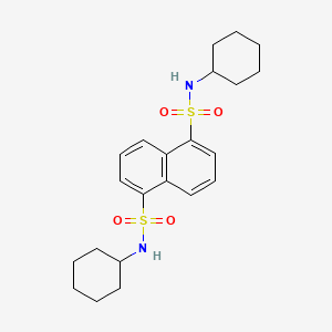 molecular formula C22H30N2O4S2 B11082355 N,N'-dicyclohexylnaphthalene-1,5-disulfonamide 