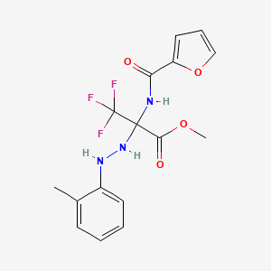 molecular formula C16H16F3N3O4 B11082359 3,3,3-Trifluoro-2-[(furan-2-carbonyl)-amino]-2-(N'-O-tolyl-hydrazino)-propionic acid methyl ester 