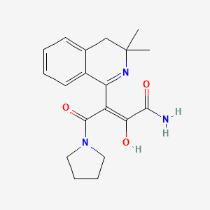 (3E)-3-(3,3-dimethyl-3,4-dihydroisoquinolin-1(2H)-ylidene)-2,4-dioxo-4-(pyrrolidin-1-yl)butanamide