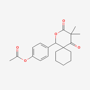 molecular formula C20H24O5 B11082374 4-(4,4-Dimethyl-3,5-dioxo-2-oxaspiro[5.5]undec-1-yl)phenyl acetate 