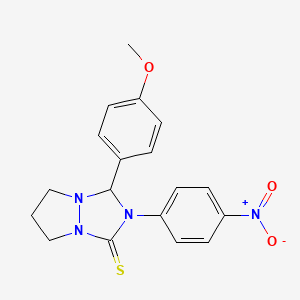 molecular formula C18H18N4O3S B11082472 3-(4-methoxyphenyl)-2-(4-nitrophenyl)tetrahydro-1H,5H-pyrazolo[1,2-a][1,2,4]triazole-1-thione 