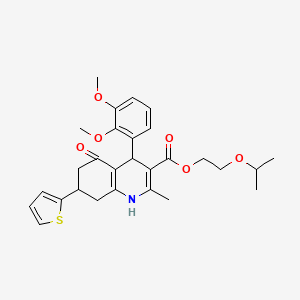 2-(Propan-2-yloxy)ethyl 4-(2,3-dimethoxyphenyl)-2-methyl-5-oxo-7-(thiophen-2-yl)-1,4,5,6,7,8-hexahydroquinoline-3-carboxylate