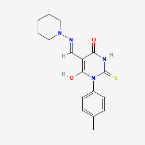 (5Z)-1-(4-methylphenyl)-5-[(piperidin-1-ylamino)methylidene]-2-thioxodihydropyrimidine-4,6(1H,5H)-dione