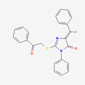 molecular formula C24H18N2O2S B11082522 (5Z)-5-benzylidene-2-[(2-oxo-2-phenylethyl)sulfanyl]-3-phenyl-3,5-dihydro-4H-imidazol-4-one 