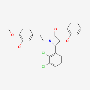 molecular formula C25H23Cl2NO4 B11082552 4-(2,3-Dichlorophenyl)-1-[2-(3,4-dimethoxyphenyl)ethyl]-3-phenoxyazetidin-2-one 