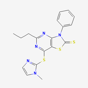 molecular formula C18H17N5S3 B11082581 7-[(1-methyl-1H-imidazol-2-yl)sulfanyl]-3-phenyl-5-propyl[1,3]thiazolo[4,5-d]pyrimidine-2(3H)-thione 