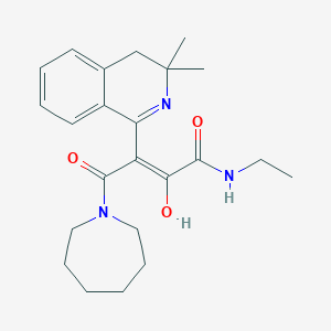 molecular formula C23H31N3O3 B11082587 Butyramide, 4-(azepan-1-yl)-3-(3,3-dimethyl-3,4-dihydro-2H-isoquinolin-1-ylidene)-N-ethyl-2,4-dioxo- 