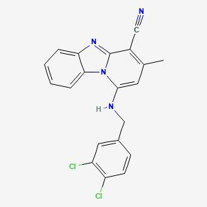 molecular formula C20H14Cl2N4 B11082603 1-[(3,4-Dichlorobenzyl)amino]-3-methylpyrido[1,2-a]benzimidazole-4-carbonitrile 