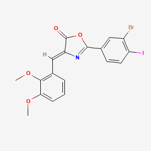 molecular formula C18H13BrINO4 B11082609 (4Z)-2-(3-bromo-4-iodophenyl)-4-(2,3-dimethoxybenzylidene)-1,3-oxazol-5(4H)-one 