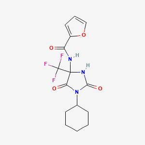 molecular formula C15H16F3N3O4 B11082620 N-[1-cyclohexyl-2,5-dioxo-4-(trifluoromethyl)imidazolidin-4-yl]furan-2-carboxamide 