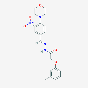 molecular formula C20H22N4O5 B11082671 2-(3-methylphenoxy)-N'-{(E)-[4-(morpholin-4-yl)-3-nitrophenyl]methylidene}acetohydrazide 