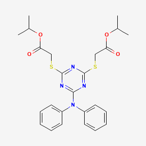 molecular formula C25H28N4O4S2 B11082734 Dipropan-2-yl 2,2'-{[6-(diphenylamino)-1,3,5-triazine-2,4-diyl]disulfanediyl}diacetate 