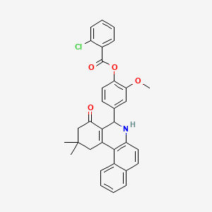 molecular formula C33H28ClNO4 B11082748 4-(2,2-Dimethyl-4-oxo-1,2,3,4,5,6-hexahydrobenzo[a]phenanthridin-5-yl)-2-methoxyphenyl 2-chlorobenzoate 