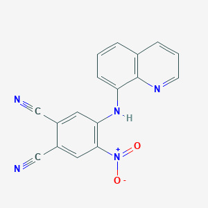 molecular formula C17H9N5O2 B11082760 4-Nitro-5-(quinolin-8-ylamino)benzene-1,2-dicarbonitrile 