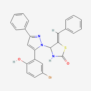 molecular formula C25H18BrN3O2S B11082770 (5Z)-5-benzylidene-4-[5-(5-bromo-2-hydroxyphenyl)-3-phenyl-1H-pyrazol-1-yl]-1,3-thiazolidin-2-one 