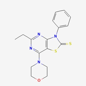 molecular formula C17H18N4OS2 B11082802 5-ethyl-7-(morpholin-4-yl)-3-phenyl[1,3]thiazolo[4,5-d]pyrimidine-2(3H)-thione 