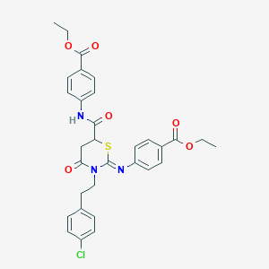 ethyl 4-{[(2Z)-3-[2-(4-chlorophenyl)ethyl]-6-{[4-(ethoxycarbonyl)phenyl]carbamoyl}-4-oxo-1,3-thiazinan-2-ylidene]amino}benzoate