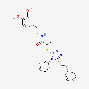 N-[2-(3,4-dimethoxyphenyl)ethyl]-2-{[4-phenyl-5-(2-phenylethyl)-4H-1,2,4-triazol-3-yl]sulfanyl}propanamide