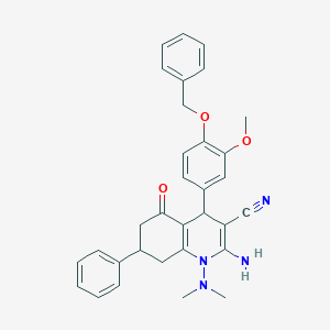 2-Amino-4-[4-(benzyloxy)-3-methoxyphenyl]-1-(dimethylamino)-5-oxo-7-phenyl-1,4,5,6,7,8-hexahydroquinoline-3-carbonitrile