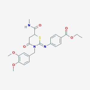 ethyl 4-{[(2Z)-3-(3,4-dimethoxybenzyl)-6-(methylcarbamoyl)-4-oxo-1,3-thiazinan-2-ylidene]amino}benzoate