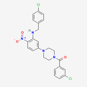 molecular formula C24H22Cl2N4O3 B11082869 (4-{3-[(4-Chlorobenzyl)amino]-4-nitrophenyl}piperazin-1-yl)(3-chlorophenyl)methanone 