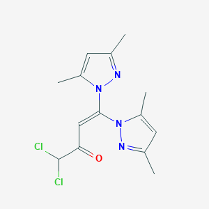 molecular formula C14H16Cl2N4O B11082871 1,1-dichloro-4,4-bis(3,5-dimethyl-1H-pyrazol-1-yl)but-3-en-2-one 