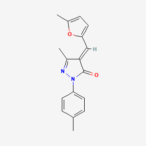 molecular formula C17H16N2O2 B11082877 (4E)-5-methyl-4-[(5-methylfuran-2-yl)methylidene]-2-(4-methylphenyl)-2,4-dihydro-3H-pyrazol-3-one 