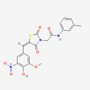 molecular formula C20H17N3O7S B11082920 2-[(5E)-5-(4-hydroxy-3-methoxy-5-nitrobenzylidene)-2,4-dioxo-1,3-thiazolidin-3-yl]-N-(3-methylphenyl)acetamide 