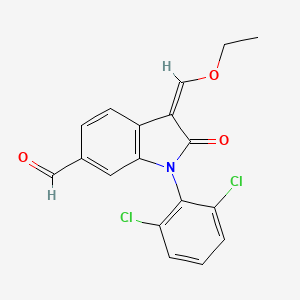 (3Z)-1-(2,6-dichlorophenyl)-3-(ethoxymethylidene)-2-oxo-2,3-dihydro-1H-indole-6-carbaldehyde