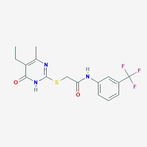 2-[(5-ethyl-4-hydroxy-6-methylpyrimidin-2-yl)sulfanyl]-N-[3-(trifluoromethyl)phenyl]acetamide