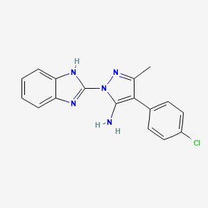 molecular formula C17H14ClN5 B11083003 2-(1H-benzimidazol-2-yl)-4-(4-chlorophenyl)-5-methylpyrazol-3-amine 