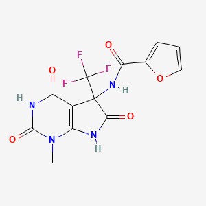 molecular formula C13H9F3N4O5 B11083018 N-[4-hydroxy-1-methyl-2,6-dioxo-5-(trifluoromethyl)-2,5,6,7-tetrahydro-1H-pyrrolo[2,3-d]pyrimidin-5-yl]furan-2-carboxamide 