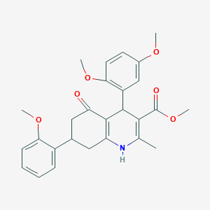 molecular formula C27H29NO6 B11083046 Methyl 4-(2,5-dimethoxyphenyl)-7-(2-methoxyphenyl)-2-methyl-5-oxo-1,4,5,6,7,8-hexahydroquinoline-3-carboxylate 