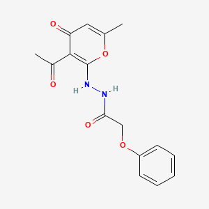 molecular formula C16H16N2O5 B11083053 N'-(3-acetyl-6-methyl-4-oxo-4H-pyran-2-yl)-2-phenoxyacetohydrazide 