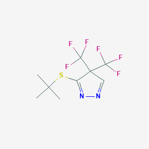 molecular formula C9H10F6N2S B11083074 3-(tert-butylsulfanyl)-4,4-bis(trifluoromethyl)-4H-pyrazole 