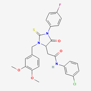 molecular formula C26H23ClFN3O4S B11083077 N-(3-chlorophenyl)-2-[3-(3,4-dimethoxybenzyl)-1-(4-fluorophenyl)-5-oxo-2-thioxoimidazolidin-4-yl]acetamide 