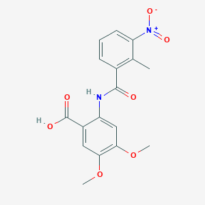 molecular formula C17H16N2O7 B11083085 4,5-Dimethoxy-2-[(2-methyl-3-nitrobenzoyl)amino]benzoic acid 