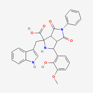 molecular formula C29H25N3O6 B11083123 3-(2-hydroxy-3-methoxyphenyl)-1-(1H-indol-3-ylmethyl)-4,6-dioxo-5-phenyloctahydropyrrolo[3,4-c]pyrrole-1-carboxylic acid 