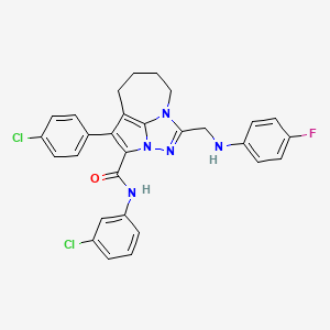 N-(3-chlorophenyl)-4-(4-chlorophenyl)-1-{[(4-fluorophenyl)amino]methyl}-5,6,7,8-tetrahydro-2,2a,8a-triazacyclopenta[cd]azulene-3-carboxamide