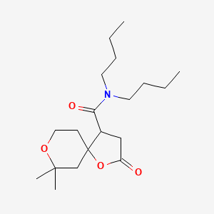 molecular formula C19H33NO4 B11083144 N,N-dibutyl-7,7-dimethyl-2-oxo-1,8-dioxaspiro[4.5]decane-4-carboxamide 