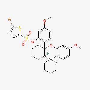 molecular formula C30H33BrO6S2 B11083176 5-methoxy-2-(6'-methoxy-1',3',4',9a'-tetrahydrospiro[cyclohexane-1,9'-xanthen]-4a'(2'H)-yl)phenyl 5-bromothiophene-2-sulfonate 