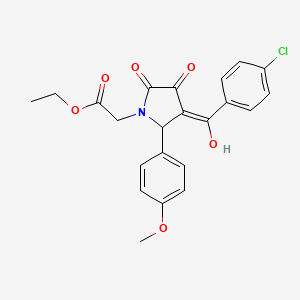 molecular formula C22H20ClNO6 B11083184 ethyl {3-[(4-chlorophenyl)carbonyl]-4-hydroxy-2-(4-methoxyphenyl)-5-oxo-2,5-dihydro-1H-pyrrol-1-yl}acetate 