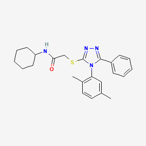 molecular formula C24H28N4OS B11083189 N-cyclohexyl-2-{[4-(2,5-dimethylphenyl)-5-phenyl-4H-1,2,4-triazol-3-yl]sulfanyl}acetamide CAS No. 538336-49-1