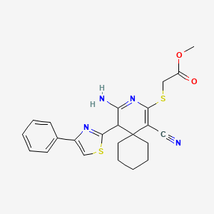 Methyl {[1-cyano-4-imino-5-(4-phenyl-1,3-thiazol-2-yl)-3-azaspiro[5.5]undec-1-en-2-yl]sulfanyl}acetate