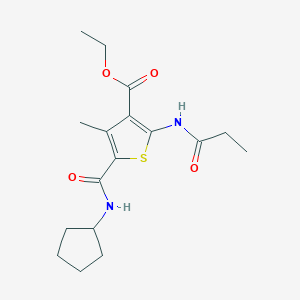 molecular formula C17H24N2O4S B11083205 Ethyl 5-(cyclopentylcarbamoyl)-4-methyl-2-(propanoylamino)thiophene-3-carboxylate 