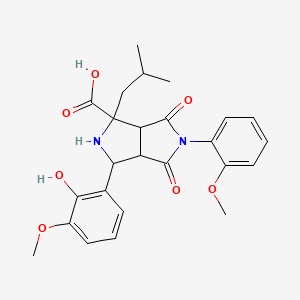 3-(2-Hydroxy-3-methoxyphenyl)-5-(2-methoxyphenyl)-1-(2-methylpropyl)-4,6-dioxooctahydropyrrolo[3,4-c]pyrrole-1-carboxylic acid