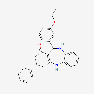 molecular formula C28H28N2O2 B11083284 11-(3-ethoxyphenyl)-3-(4-methylphenyl)-2,3,4,5,10,11-hexahydro-1H-dibenzo[b,e][1,4]diazepin-1-one 