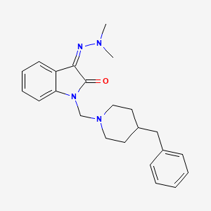 molecular formula C23H28N4O B11083291 (3Z)-1-[(4-benzylpiperidin-1-yl)methyl]-3-(dimethylhydrazinylidene)-1,3-dihydro-2H-indol-2-one 