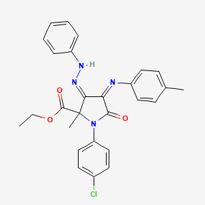 ethyl (3Z,4Z)-1-(4-chlorophenyl)-2-methyl-4-[(4-methylphenyl)imino]-5-oxo-3-(2-phenylhydrazinylidene)prolinate