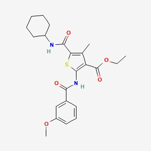 molecular formula C23H28N2O5S B11083332 Ethyl 5-(cyclohexylcarbamoyl)-2-{[(3-methoxyphenyl)carbonyl]amino}-4-methylthiophene-3-carboxylate 